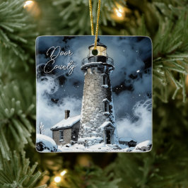 Door County, Wisconsin Lighthouse in Winter Keramikornament