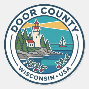 Door County Wisconsin Runder Aufkleber