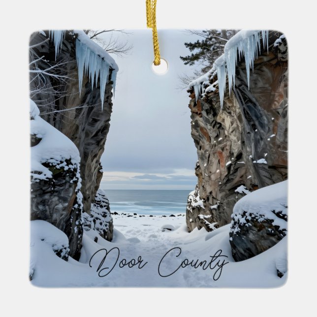 Door County, Wisconsin | Winter Poem Keramikornament (Vorderseite)