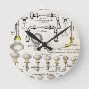 Door handles, from a trade katalog of domestic g runde wanduhr