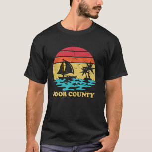 Door Landkreis Segeln Vintag Palm Tree Sailboat Su T-Shirt