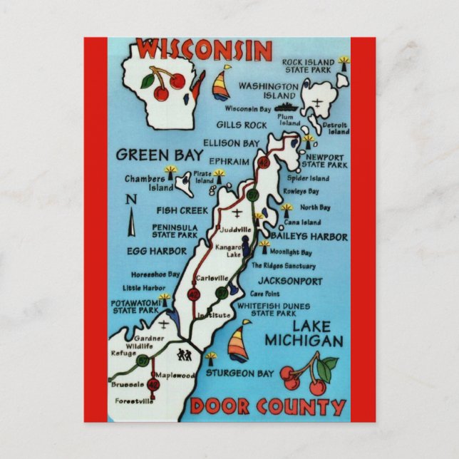 Door Landkreis WI Postkarte (Vorderseite)