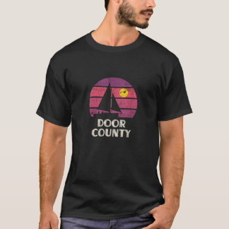 Door Landkreis WI Segelen Retro 70er Vintag Sunset T-Shirt