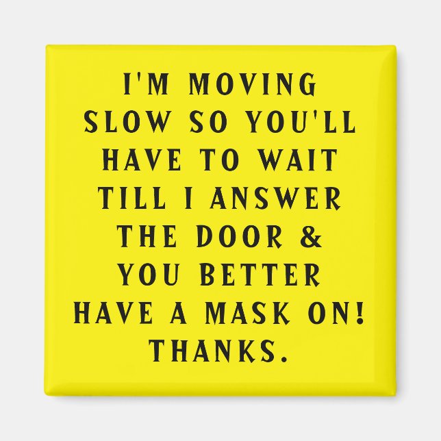 DOOR MAGNET "BEWEGEN LANG UND MASK IST EIN MUSS" (Vorne)