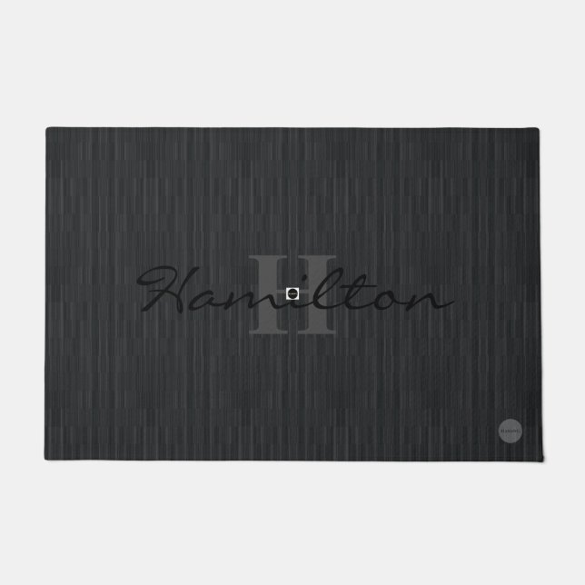 Door Mat - HAMbWG - Schwarze Gradient/Monogramm Fußmatte (Vorderseite)