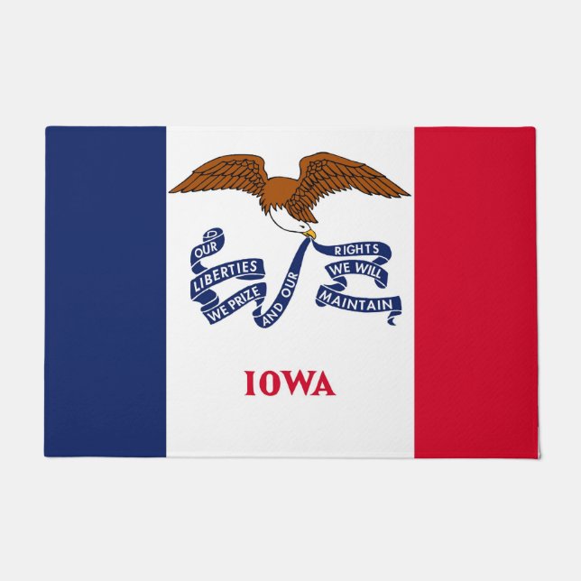 Door Mat mit Flagge des Staat Iowa, USA Fußmatte (Vorderseite)