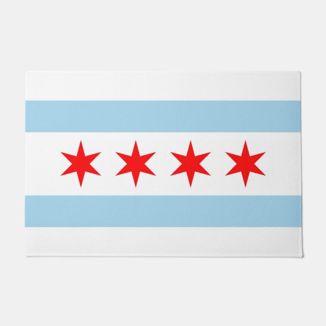 Door Mat mit Flagge von Chicago, Illinois Fußmatte (Vorderseite)