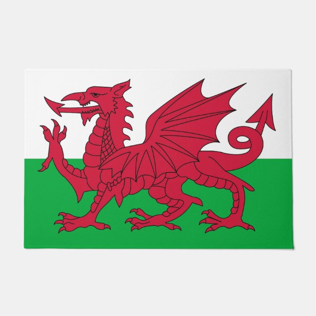 Door Mat mit Flagge Wales, Vereinigtes Königreich Fußmatte (Vorderseite)