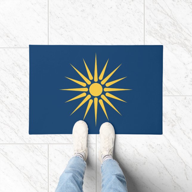 Door Mat with Flag of Macedonia, Greece Fußmatte (Indoor)