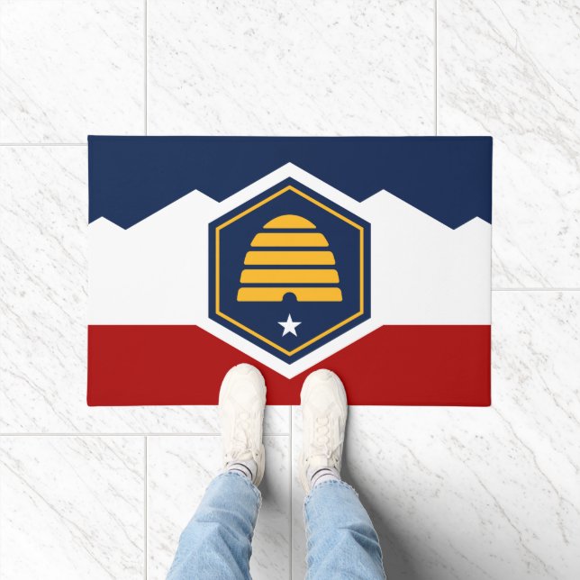 Door Mat with new Flag of Utah State, USA Fußmatte (Indoor)