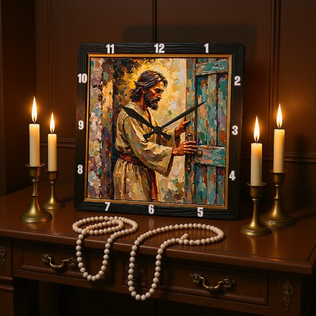 Door to Grace: A Timeless Call Quadratische Wanduhr (Von Creator hochgeladen)