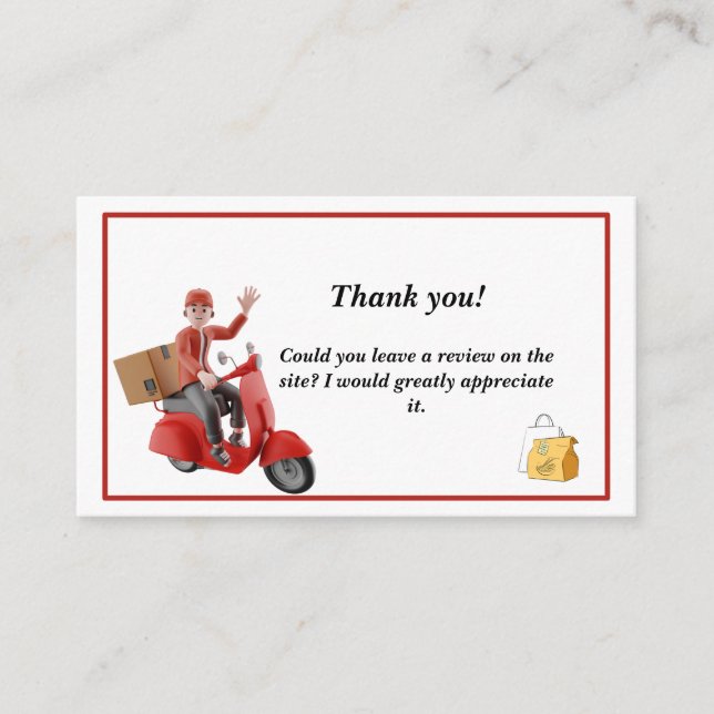 Doordash Delivery Driver Vielen Dank Visitenkarte (Vorderseite)