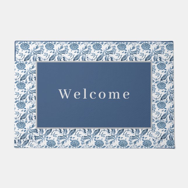 Doormat Blue-Gray Floral Fußmatte (Vorderseite)
