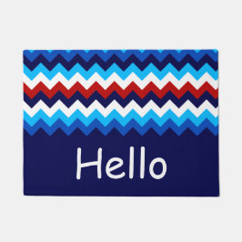 Doormat cool Red White Chevrons Monogram Doormat Fußmatte