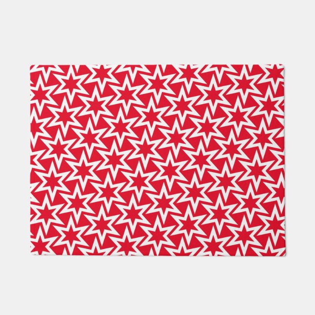Doormat für das Muster White and Red Geometric Fußmatte (Vorderseite)
