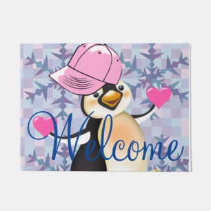Doormat Happy Valentine's Day Pinguin Hearts Fußmatte