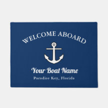 Doormat Navy Blue Willkommen auf dem Ankerschiff N