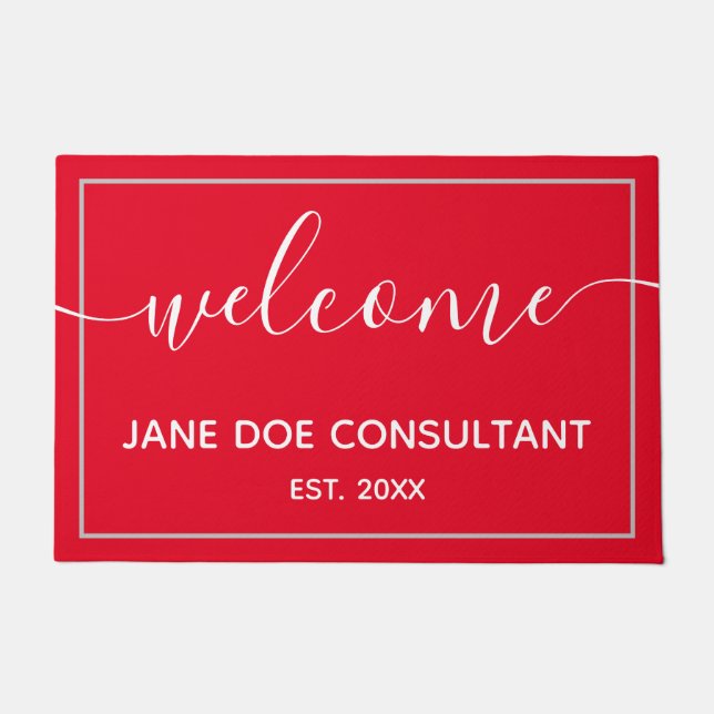 Doormat - Personalisierter Empfang, rot und weiß Fußmatte (Vorderseite)