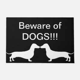 Doormat - Vorsicht vor Hunden! B/W Fußmatte