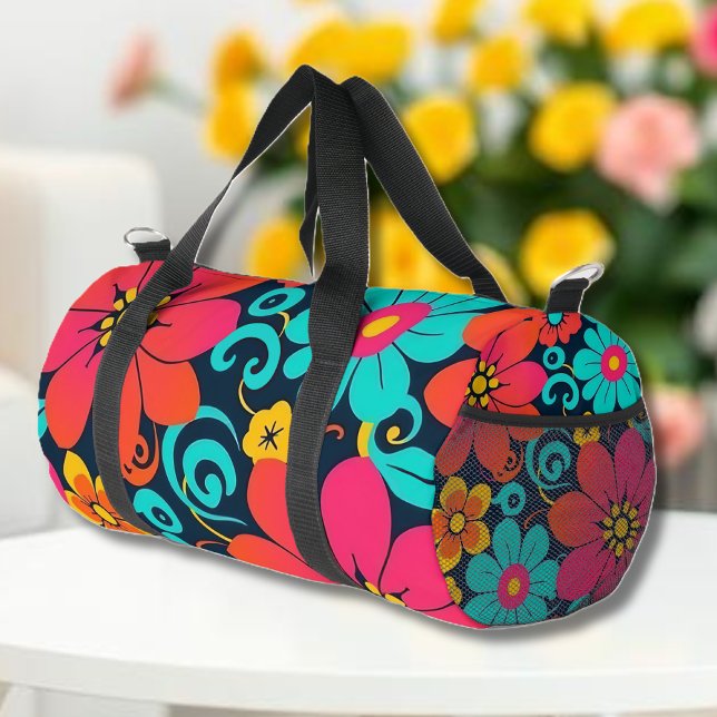 Dopamin Decor-Bright Retro Blume- Duffle Bag (Dopamine Decor-Bright Retro Flowers- Duffle Bag)