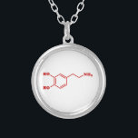 Dopamin-molekulare chemische Formel Versilberte Kette<br><div class="desc">Dopamin-Molekül ~ chemisches skelettartiges strukturelle Formel-Bio Mittel.

Kugel-Hufe spezialisiert sich auf idiosynkratische Bilder aus der ganzen Welt. Hier finden Sie einzigartige Gruß-Karten,  Postkarten,  Plakate,  Mousepads und mehr.</div>