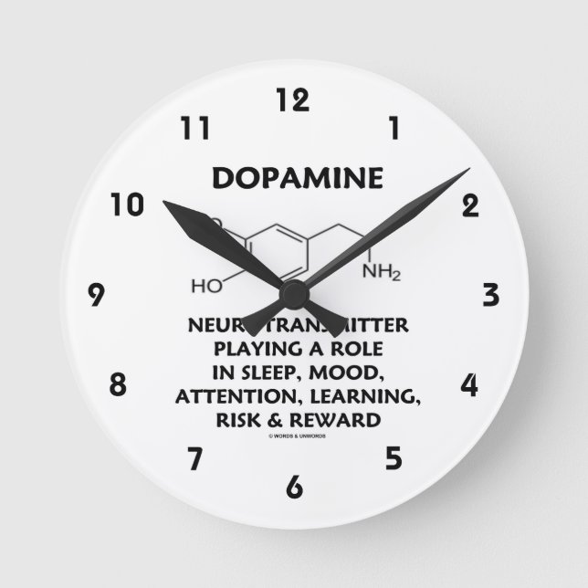 Dopamin-Neurotransmitter (chemisches Molekül) Roun Runde Wanduhr (Vorderseite)