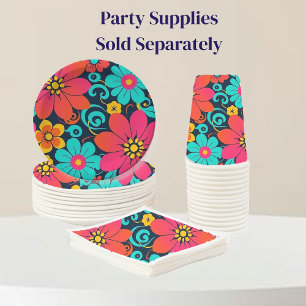 Dopamindekor - Bright Funky Blume-Retro Pappteller