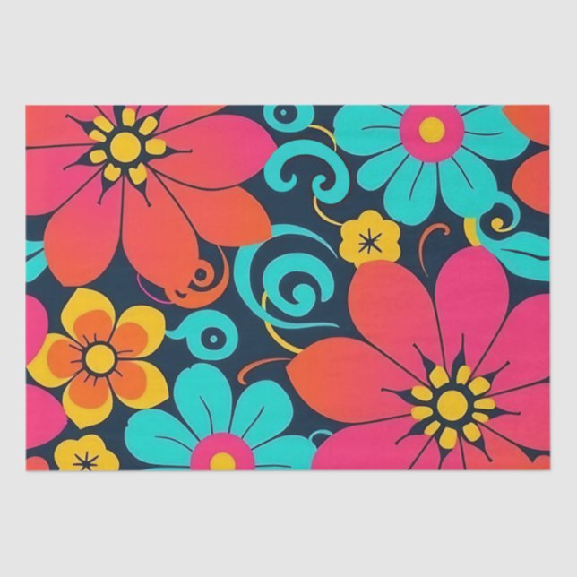 Dopamindekor - Bright Funky Blume-Retro Seidenpapier (Vorderseite)