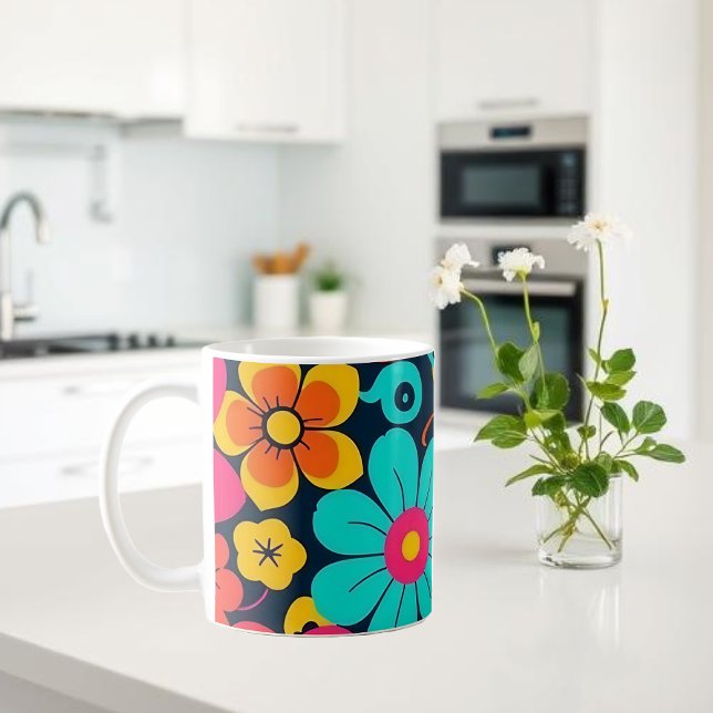 Dopamindekor-Tasse - Bright Funky Blume-Retro Kaffeetasse (Dopamine Decor Mug – Bright Funky Flowers-Retro)