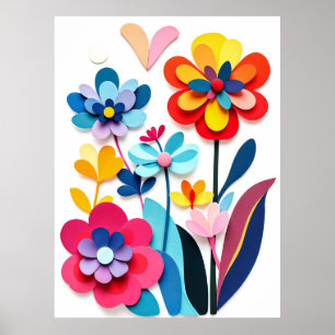 Dopamine Dekor Bunte Papier geschnittene Blumen Poster