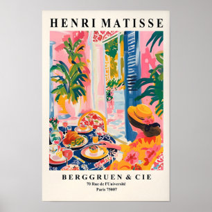 Dopamine-Dekor, Frau beim Essen in einem Restauran Poster