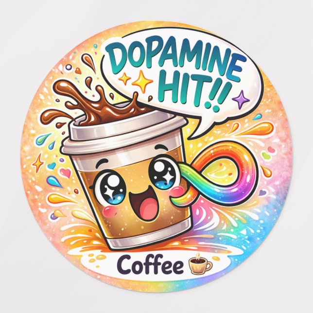 Dopamine Hit Neurodivergent Kawaii Party Labels Etiketten (Design 3)