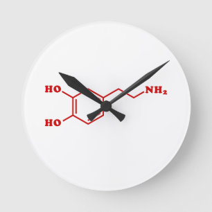 Dopamine Molecular Chemical Formula Runde Wanduhr