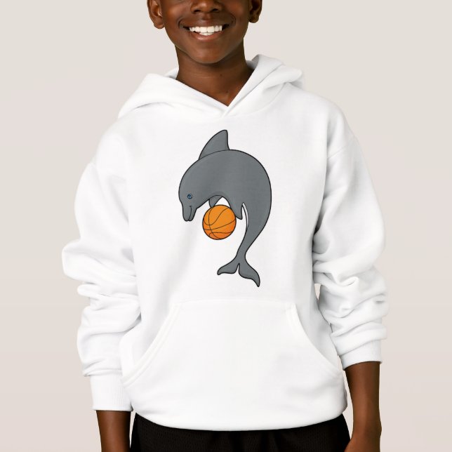 Dophin als Basketballspieler mit Basketball Hoodie (Vorderseite)