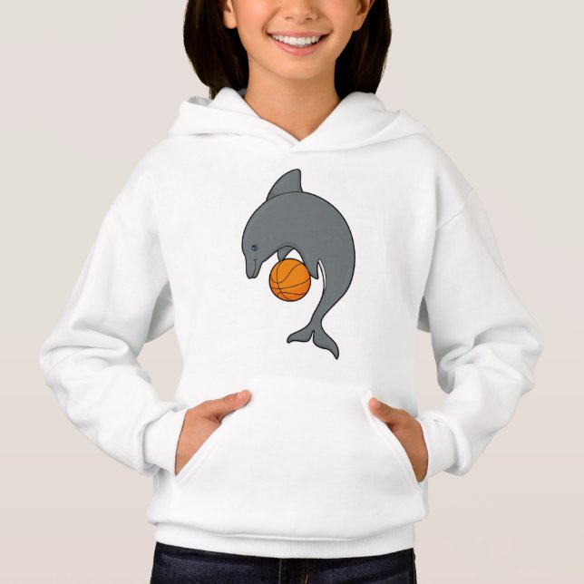 Dophin als Basketballspieler mit Basketball Hoodie (Vorderseite)