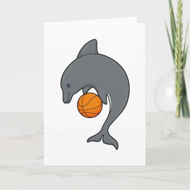 Dophin als Basketballspieler mit Basketball Karte (Vorderseite)
