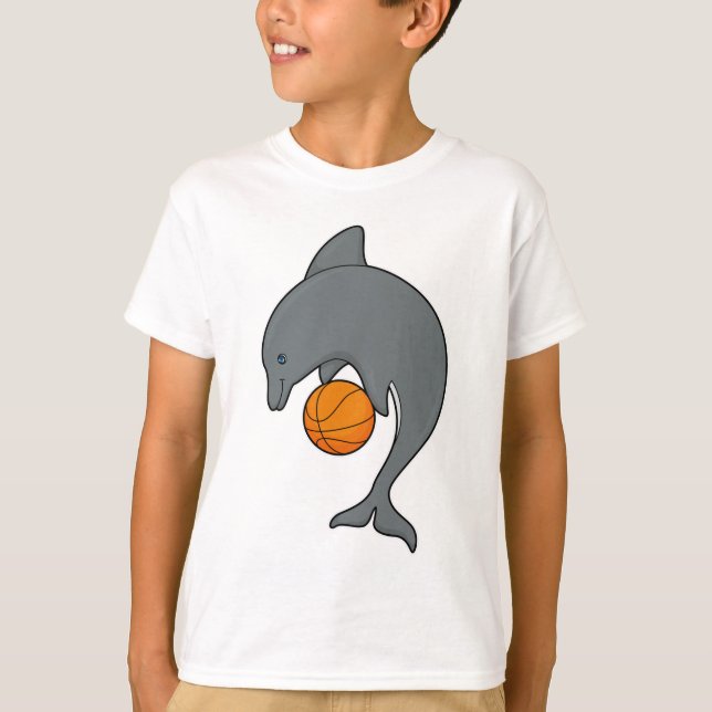 Dophin als Basketballspieler mit Basketball T-Shirt (Vorderseite)
