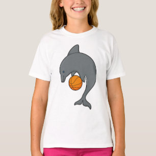 Dophin als Basketballspieler mit Basketball T-Shirt