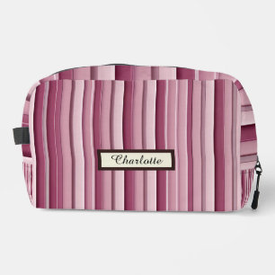 Dopp-Kit für personalisiert rosa vertikale Streife Waschbeutel