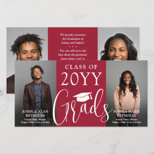 Doppel-Abschluss-2-Grade-Rot-Weiß-Foto Ankündigung