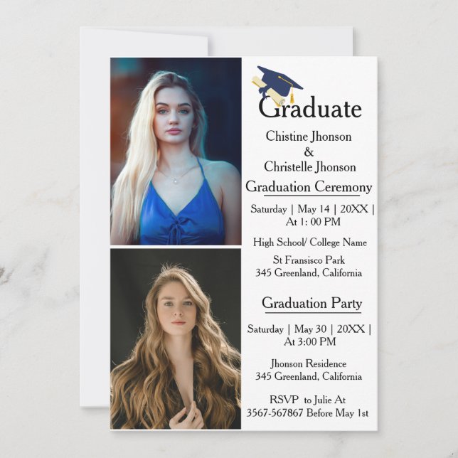 Doppel-Abschluss-Zeremonie 2 Foto Abschluss Ankündigung (Vorderseite)