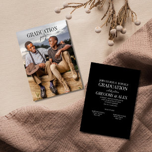 Doppel-Absolventen-Foto gemeinsame Party-Einladung Einladung