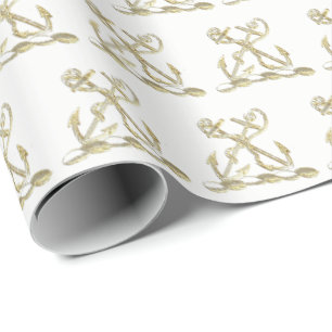 Doppel-Anker-Wappenschild-Emblem Faux Gold Geschenkpapier