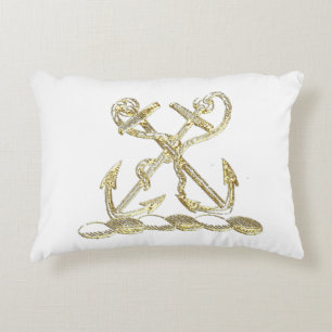 Doppel-Anker-Wappensymbol Emblem Faux Gold Dekokissen