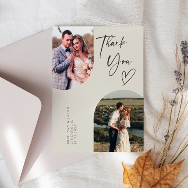 Doppel-Arch-Creme-Hochzeitssemble Dankeskarte (Von Creator hochgeladen)