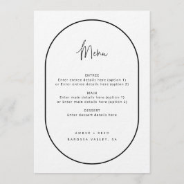 Doppel-Arch-Minimal-Skript-Schwarz-weißes Menü Menükarte