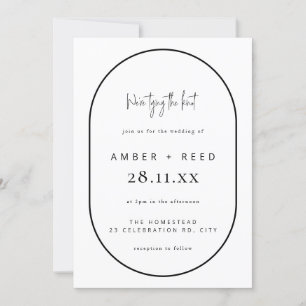 Doppel Arch Tying Knot Wedding Black & Whie Einladung