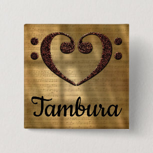 Doppel-Bass Clef Herz Tambura Button