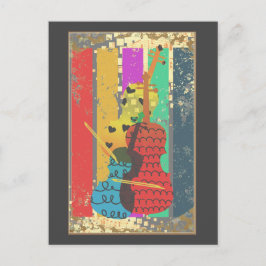 Doppel-Bass und Musiknoten Postkarte