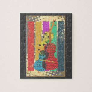 Doppel-Bass und Musiknoten Puzzle